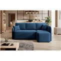Corner sofa Elhandson R, sleeping function, Lukso 40, velvet, blue, H89x150x206cm