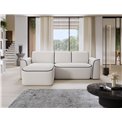 Corner sofa Elume L, sleeping function, Royal 01, Velvetmat 40, bouclé, white, H88x190x287cm