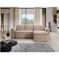 Corner sofa Elume R, sleeping function, Amore 18, Velvetmat 22, bouclé, cream, H88x190x287cm