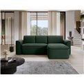 Corner sofa Elume R, sleeping function, Amore 35, Velvetmat 10, bouclé, green, H88x190x287cm