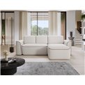 Corner sofa Elume R, sleeping function, Royal 01, Paros 02, bouclé, white, H88x190x287cm