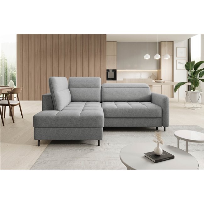 Corner sofa Elbare L, sleeping function, Raquel 04, grey, H100x160x208cm
