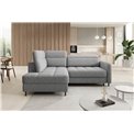 Corner sofa Elbare L, sleeping function, Raquel 04, grey, H100x160x208cm