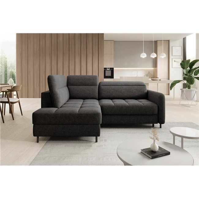 Corner sofa Elbare L, sleeping function, Raquel 05, dark grey, H100x160x208cm