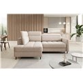 Corner sofa Elbare L, sleeping function, Raquel 18, beige, H100x160x208cm