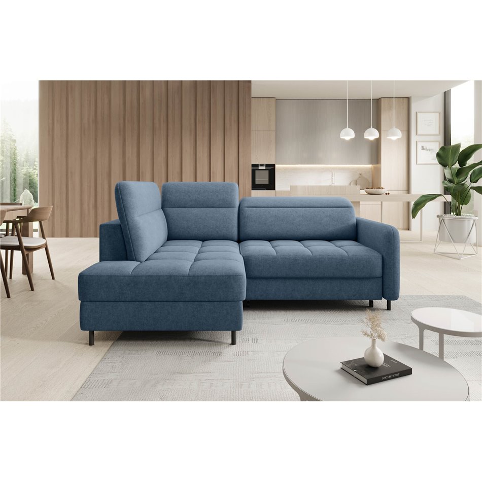 Corner sofa Elbare L, sleeping function, Raquel 40, dark blue, H100x160x208cm