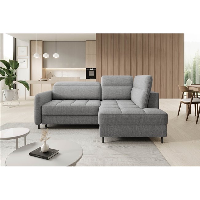 Corner sofa Elbare R, sleeping function, Manhattan 03, velvet, grey, H100x160x208cm