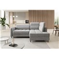 Corner sofa Elbare R, sleeping function, Nube 3, velvet, grey, H100x160x208cm