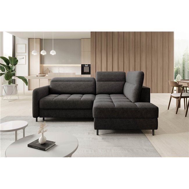 Corner sofa Elbare R, sleeping function, Raquel 05, dark grey, H100x160x208cm