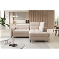 Corner sofa Elbare R, sleeping function, Raquel 18, beige, H100x160x208cm
