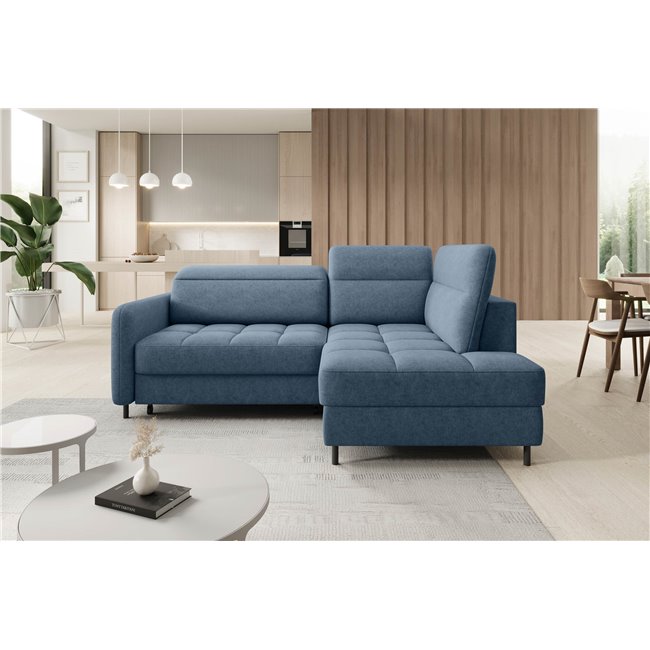 Corner sofa Elbare R, sleeping function, Raquel 40, dark blue, H100x160x208cm