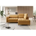 Corner sofa Elbare R, sleeping function, Manhattan 45, velvet, yellow, H100x160x208cm