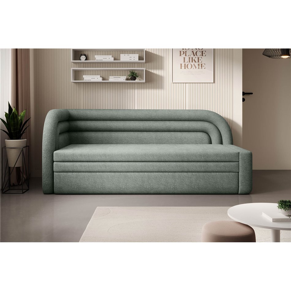 Sofa bed Elfabilo L, sleeping function, Touch 100, textured velvet, green, H80x86x223cm