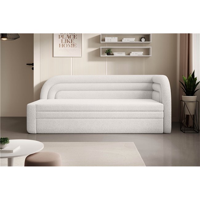 Sofa bed Elfabilo R, sleeping function, Royal 01, bouclé, white, H80x86x223cm