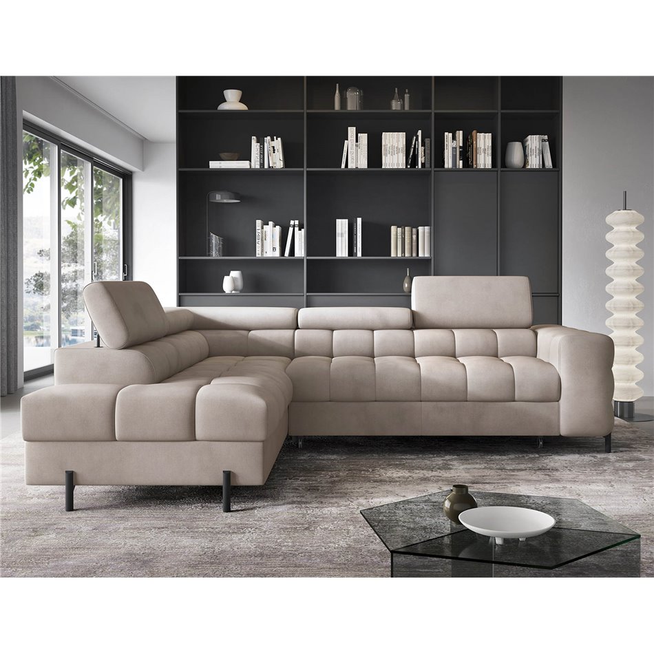 Corner sofa Elferucce L, sleeping function, Paros 02, beige, H93x200x276cm