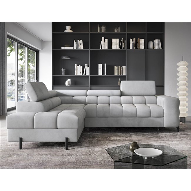 Corner sofa Elferucce L, sleeping function, Paros 05, grey, H93x200x276cm