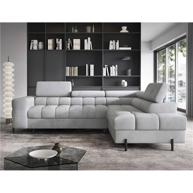 Corner sofa Elferucce R, sleeping function, Paros 05, grey, H93x200x276cm