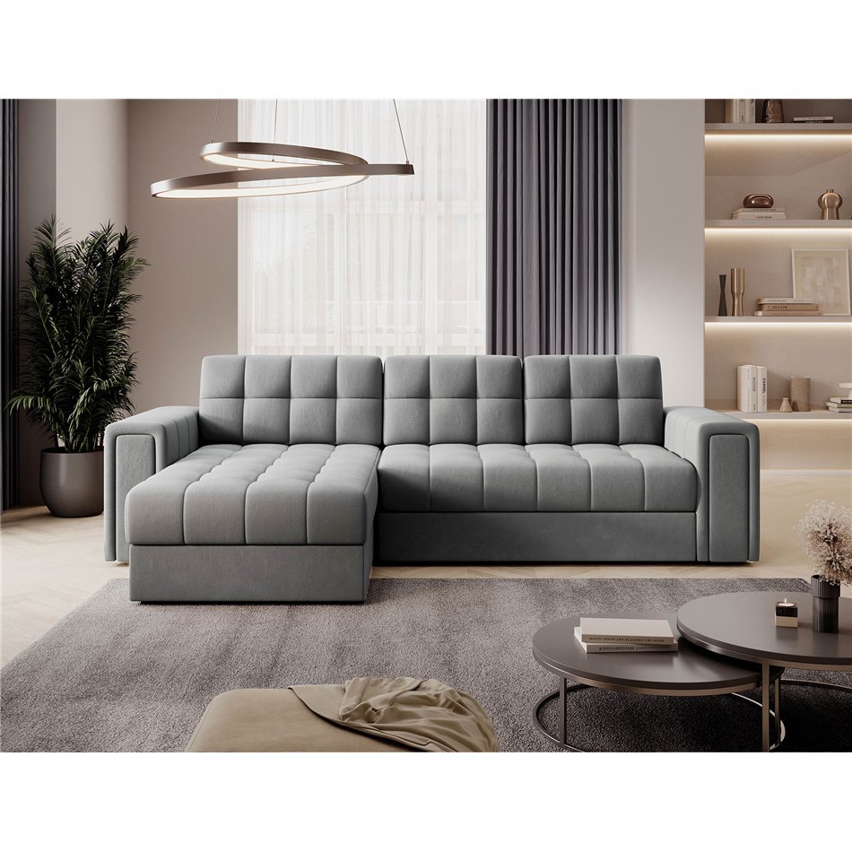 Угловой диван Elveni L/R Reversible, раздвижной, Sola 04, серый, H82x150x260см