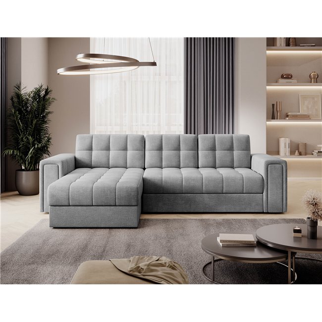 Угловой диван Elveni L/R Reversible, раздвижной, Монолит 84, серый, H82x150x260см