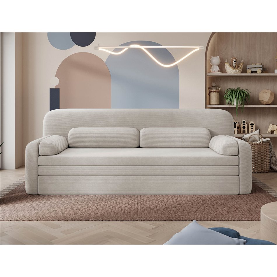 Sofa bed Elioss, sleeping function, Tabbris 18, beige, H87x89x236cm