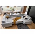 U shape sofa Elouis R, sleeping function, Rekta 100, velvet, grey, H92x202x347cm