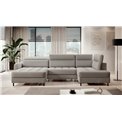 U shape sofa Elberto L, sleeping function, Raquel 03, grey, H100x165x306cm
