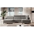 U shape sofa Elberto L, sleeping function, Raquel 04, grey, H100x165x306cm