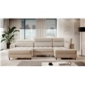 U shape sofa Elberto L, sleeping function, Raquel 18, beige, H100x165x306cm