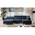U shape sofa Elberto L, sleeping function, Raquel 40, blue, H100x165x306cm