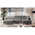 U shape sofa Elberto L, sleeping function, Toscany 03, velvet, grey, H100x165x306cm