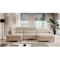 U shape sofa Elberto R, sleeping function, Raquel 18, beige, H100x165x306cm