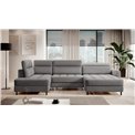 U shape sofa Elberto R, sleeping function, Toscany 03, velvet, grey, H100x165x306cm
