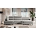 U shape sofa Elberto R, sleeping function, Aubron 04, wavy velvet, grey, H100x165x306cm