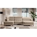 U shape sofa Elberto R, sleeping function, Aubron 20, wavy velvet, beige, H100x165x306cm