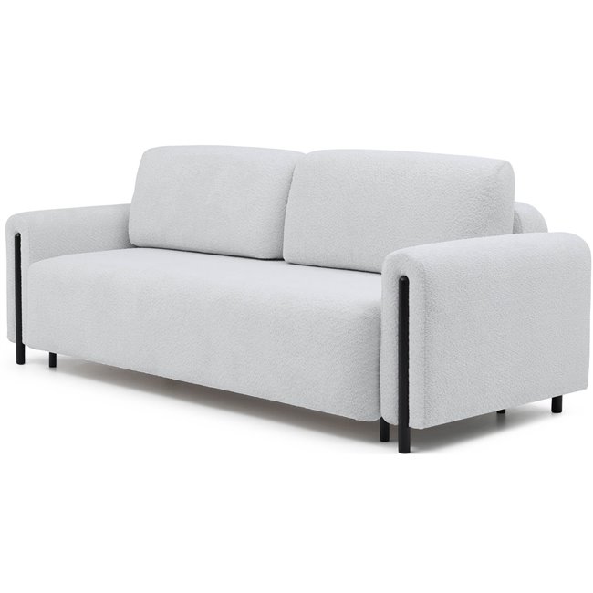 Sofa bed Elcadova Black, sleeping function, Royal 03, bouclé, grey, H97x97x244cm