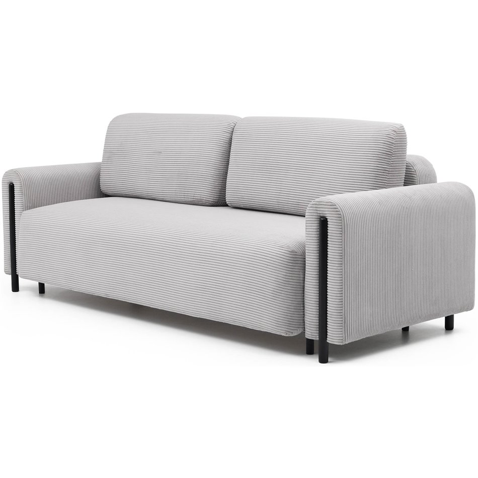 Sofa bed Elcadova Black, sleeping function, Jarell 03, wavy velvet, grey, H97x97x244cm