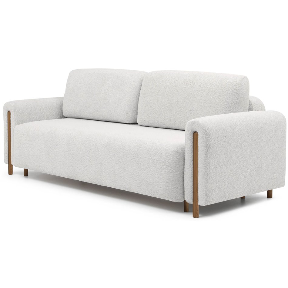 Sofa bed Elcadova Oak, sleeping function, Royal 01, bouclé, white, H97x97x244cm