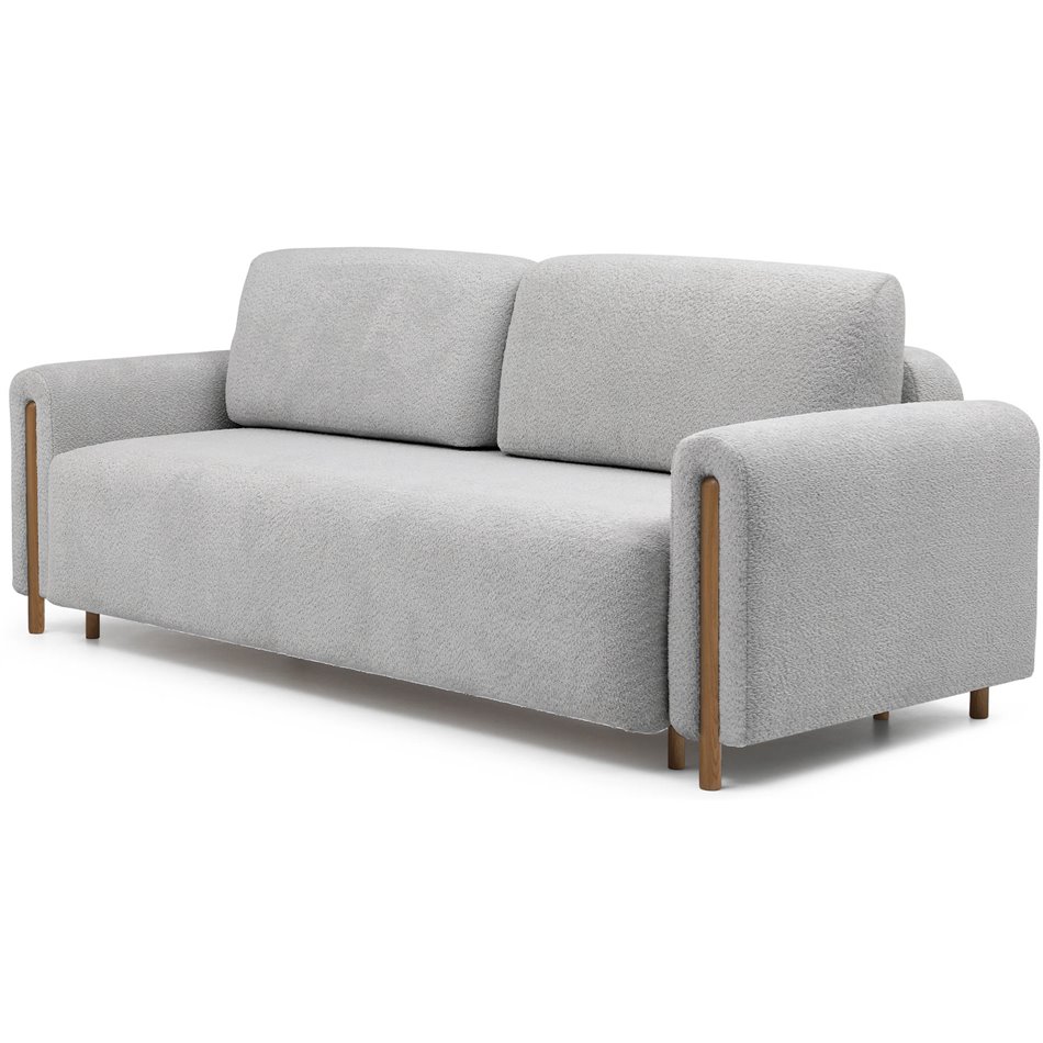 Sofa bed Elcadova Oak, sleeping function, Royal 04, bouclé, grey, H97x97x244cm