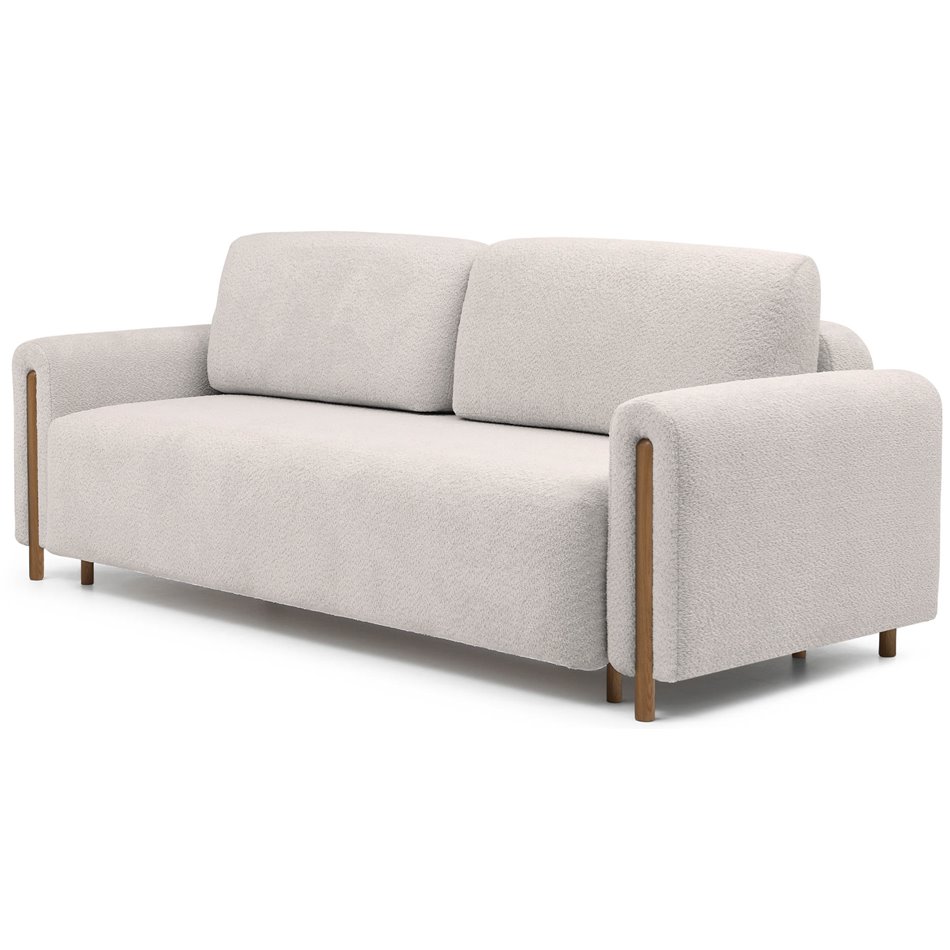 Sofa bed Elcadova Oak, sleeping function, Royal 18, bouclé, beige, H97x97x244cm