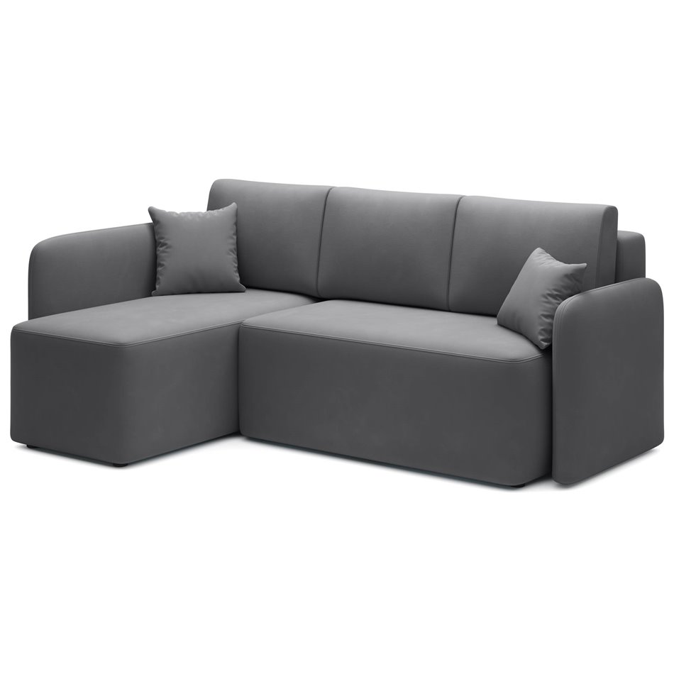 Corner sofa Elhandson L, sleeping function, Sola 6, dark grey, H89x150x206cm