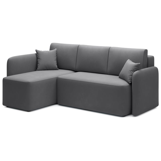 Corner sofa Elhandson L, sleeping function, Sola 6, dark grey, H89x150x206cm