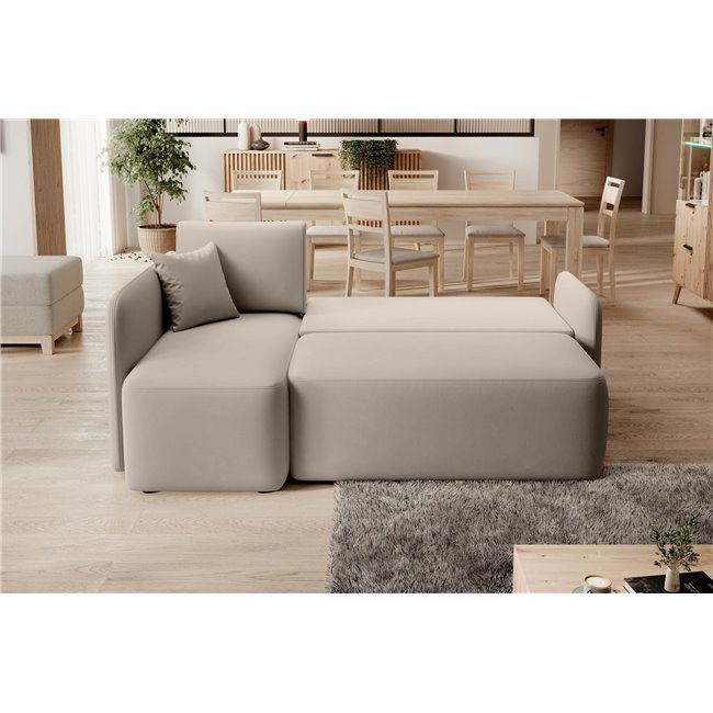 Corner sofa Elhandson L, sleeping function, Sola 18, beige, H89x150x206cm