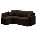 Corner sofa Elhandson L, sleeping function, Lukso 22, velvet, brown, H89x150x206cm