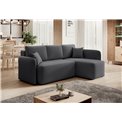 Corner sofa Elhandson R, sleeping function, Sola 6, dark grey, H89x150x206cm