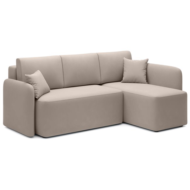 Corner sofa Elhandson R, sleeping function, Sola 18, beige, H89x150x206cm