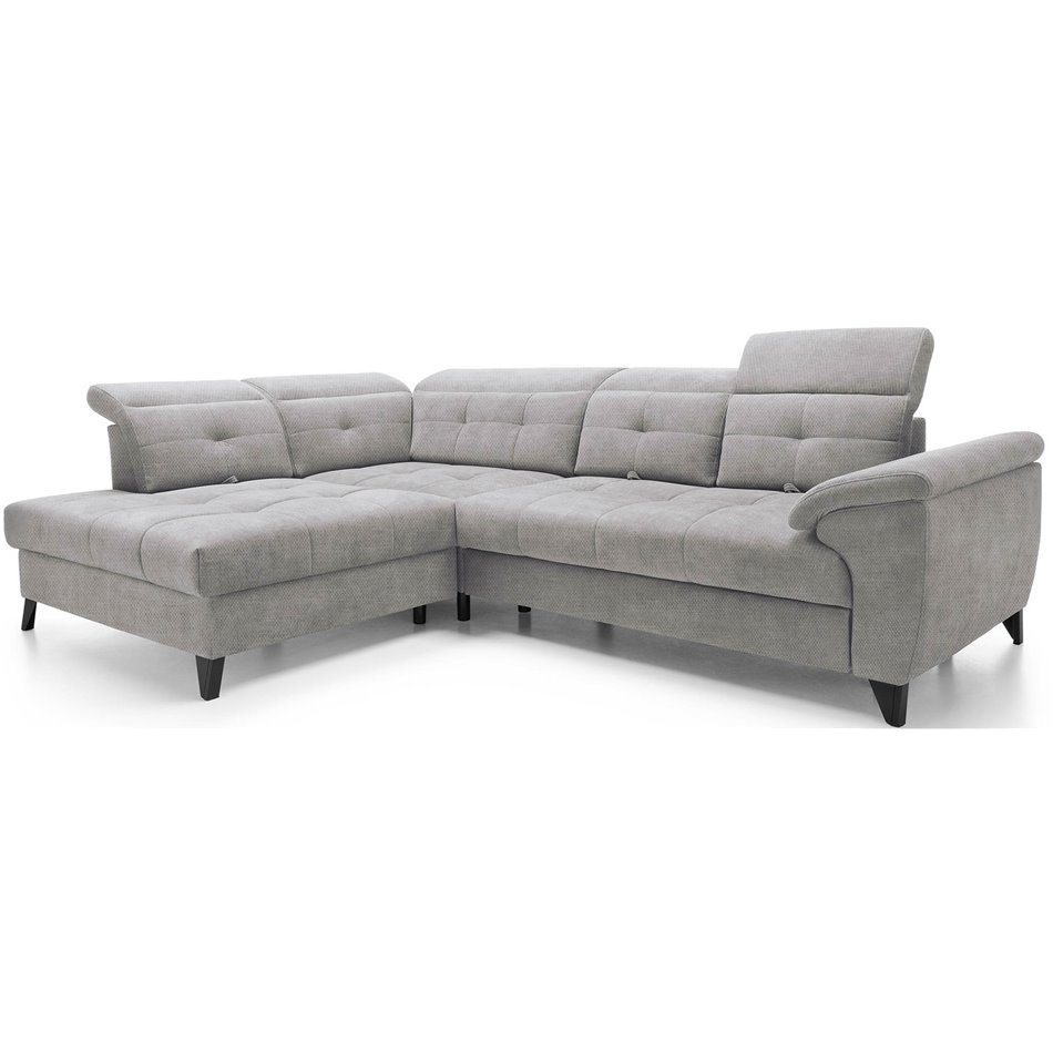 Corner sofa Elinferne L, sleeping function, Raquel 04, grey, H107x210x297cm