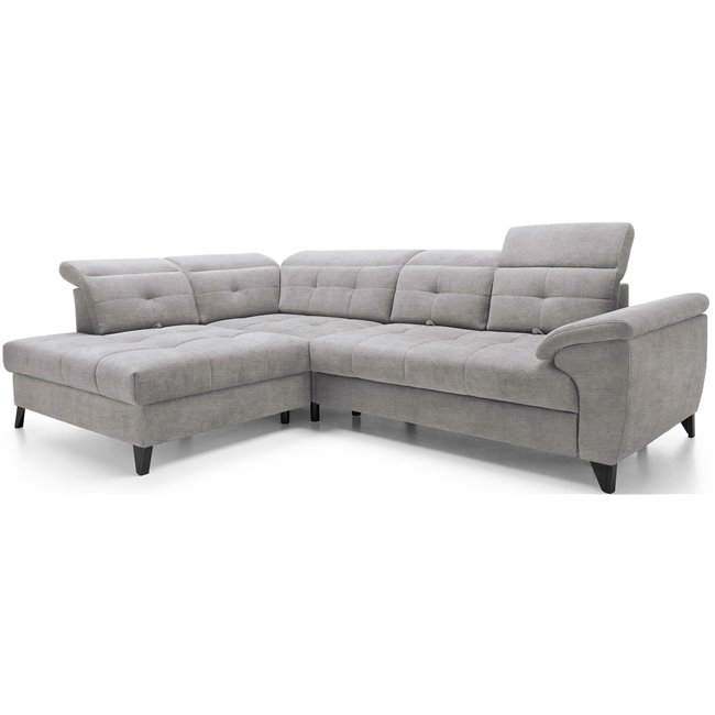 Corner sofa Elinferne L, sleeping function, Raquel 04, grey, H107x210x297cm