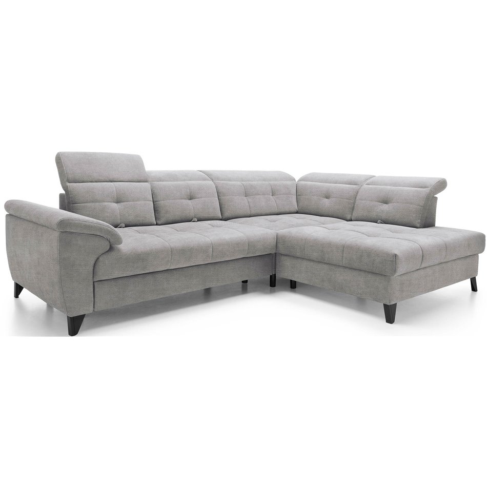 Corner sofa Elinferne R, sleeping function, Raquel 04, grey, H107x210x297cm