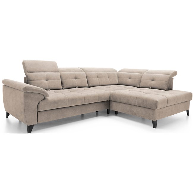 Угловой диван Elinferne R, раздвижной, Relax 20, бархат, бежевый, H107x210x297см
