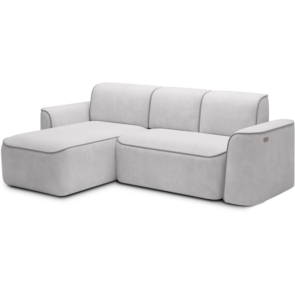 Corner sofa Elume L, sleeping function, Amore 03, Paros 05, bouclé, grey, H88x190x287cm